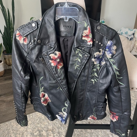 Blank NYC Faux Leather Jacket With Embroidery Flowers And Studs, M - Picture 1 of 9